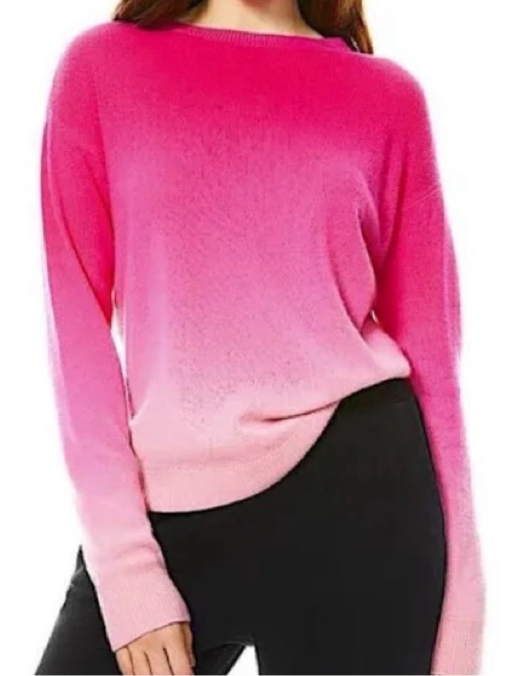 Alice + Olivia Gleason Dip Dye Pink Ombré Cashmere Sweater